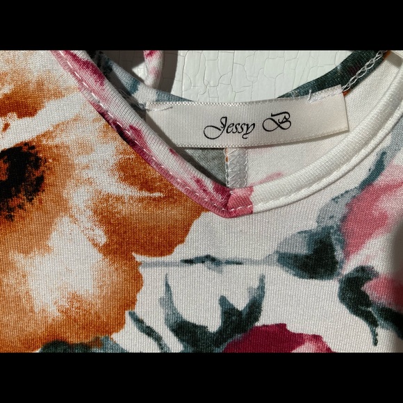 Jessy B Floral Flowers Pink Orange White Blouse - Picture 7 of 12